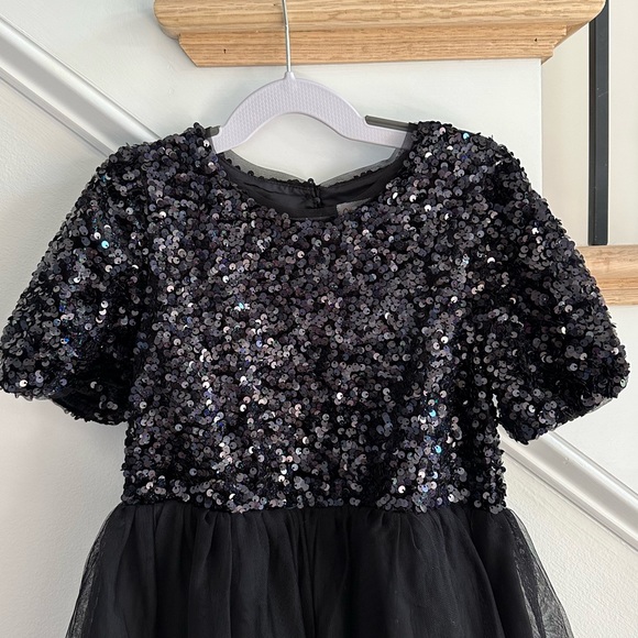 Cat & Jack Girls' Puff Sleeve Sequin Tulle Dress, Size Small (6/6X) - Picture 3 of 4